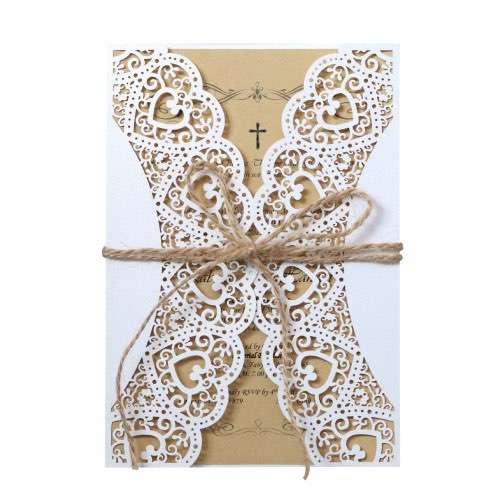 Vellum Paper Invitation White Butterfly Pattern Valentine's Day Greeting Card